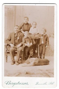 DANVILLE IL 1880s Victorian Family and Pet Dog Cabinet Card by BERGSTRESSER - Picture 1 of 5