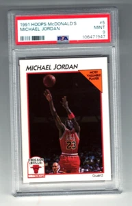 1991-92 -MICHAEL JORDAN- PSA 9 NBA HOOPS McDonald's Bulls Basketball Card #5 NBA - Picture 1 of 2