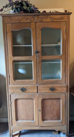 Pie Safe Cabinet Antique Cupboard Wood Linen Bookcase Cottage Farmhouse French Cover