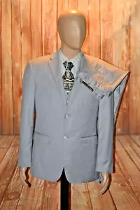 Perry Ellis Men City Fit Light Gray Surgeon Cuff 3 Pc Suit Sz 42S Wst 32x30 - Picture 1 of 18