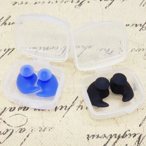2 Paia Tappi Orecchie Nuoto Impermeabili Silicone Nuoto Tappo Orecchie per Bambini Blu Nero - Foto 1 di 6