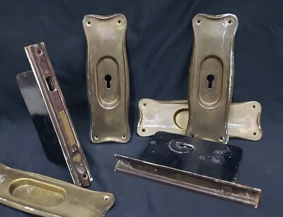 Pocket Door Lock Set with 4 Escutcheon Plates  GS00247 - Image 1 of 4