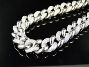 Mens 23 CT 10k White Gold Miami Cuban Link Diamond 12MM Necklace Chain 34 inches - Picture 1 of 9