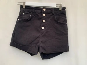 Bershka Women's Stretch Black Cotton Blend Shorts Size 10 - Picture 1 of 4