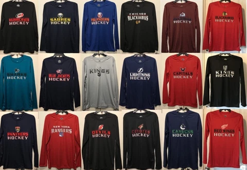 New NHL Youth Long Sleeve Polyester T-shirt Boy's LS Tee Shirt Hockey Kids Sizes Cover