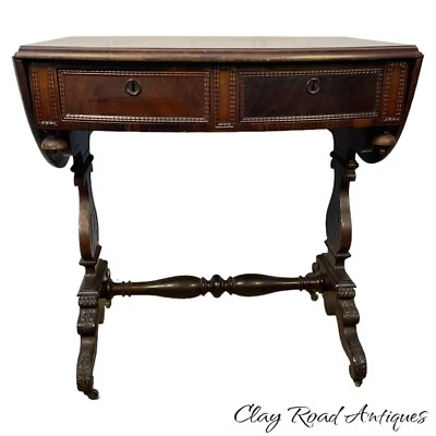 Mesa auxiliar antigua rara de palisandro firmada Meeks NY renacimiento gótico rococó 1840 Foto 1 de 4