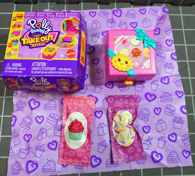 NEW Polly Pocket TINY TAKE OUT REVEAL CAKE Doll + Vehicle Pack + Bakery - Image 1 of 4