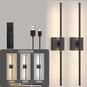 Battery Operate Wall Sconce Dimmable USB Rechargeable with Remote LED Wall Light - Picture 1 of 19