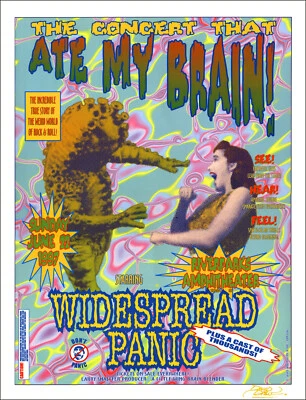 Póster de concierto original firmado por Widespread Panic 1997 Tulsa Riverparks Foto 1 de 2