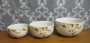 Hall's Superior Jewel Tea Autumn Leaf Nesting Mixing Bowls Vintage Set of 3 VGC - Picture 1 of 22