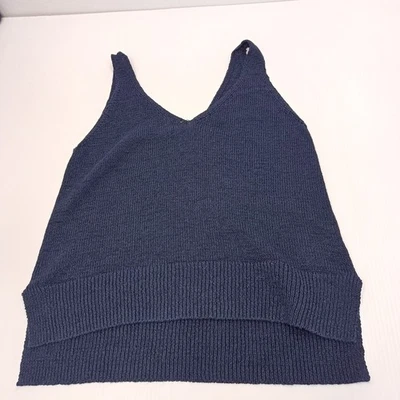 Sportscraft Linen Blend Knit Cami Tank Top Womens size S Small Dark Blue - image 1 of 4