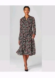 J. Jill Semi Sheer Floral Shirt Dress Long Sleeve Womens XL Casual - Picture 1 of 12