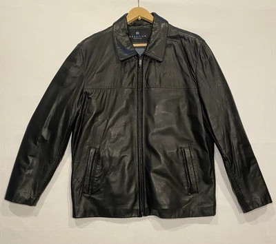 Kenneth Cole Reaction Mens Large Black Leather Jacket - Image 1 of 4