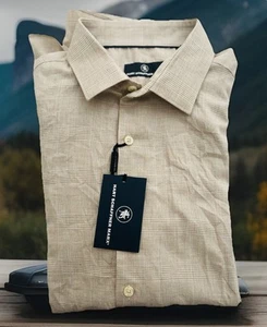 Nwt-HART SCHAFFNER MARX Beige Plaid LS Button Up Shirt Mens Sz L MSRP $98 - Picture 1 of 10