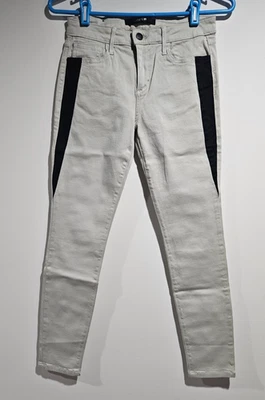 Pantalones de mezclilla para mujer Joe’s beige negro a rayas ajustados elásticos 28x27,5 cremallera Foto 1 de 4