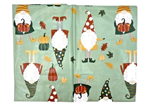 Gnomes Autumn Breeze 52in x 52in Square Vinyl Tablecloth W/Flannel Backing Green - Picture 1 of 13