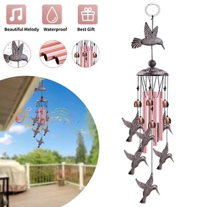 Metal Hummingbird Wind Chimes Memorial Bells Outdoor Indoor Hanging Decor Gift - Picture 1 of 5