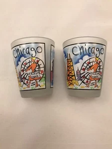 2 Chicago Shot Glasses City Skyline Glass - Picture 1 of 3