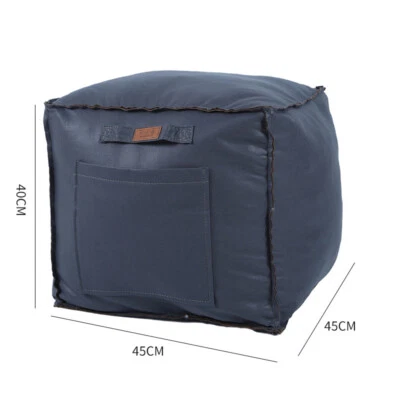 Square Leathaire Footstool Pouffe Pouf DIY Ottoman Home Storage Waterproof - Image 1 of 4