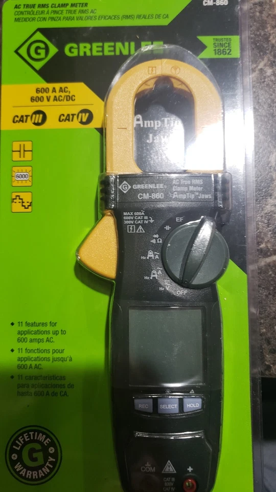 Pinza amperimétrica Greenlee CM-660 600a, 600V, CA True RMS Foto 1 de 1