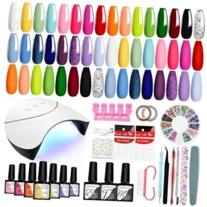 42 Pcs Gel Nail Polish Kit with U V Light 24 Bright & Stylish Collection - Picture 1 of 8