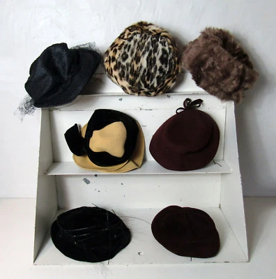 anciens chapeaux bibi de dame début 1900 fourrure feutre velours - Photo 1/4