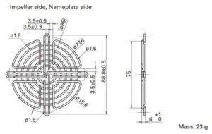 92mm Fan Finger Guard Sanyo Denki 109-1147 - Zdjęcie 1 z 2