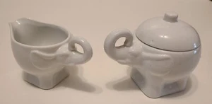 Pier 1 Imports Porcelain White Elephant Creamer And Sugar Bowl Set - Picture 1 of 8