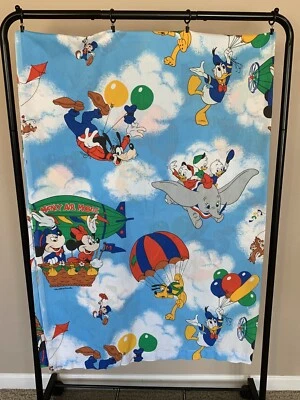 Vintage Disney Mickey Mouse Air Mobile Twin Flat Sheet Dumbo Goofy ￼Pluto - Image 1 of 4