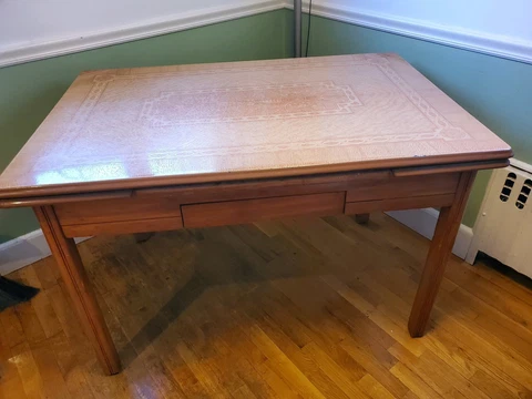 Antique art deco ONE DRAWER TWO LEAF FARM KITCHEN TABLE vintage Cover