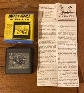 Vintage Boxed Mickey Mouse ‘Pioneer Days’ Lantern Slides Story A 8 Slides - Picture 1 of 17