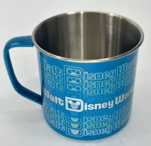 Walt Disney World Parks Metall Kaffeebecher Tasse blaues Logo 18 Unzen - Bild 1 von 2