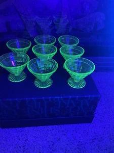 Vintage Green Uranium Glass Sherbert, Dessert Cup. Footed Glow w/Black Lite - Picture 1 of 4
