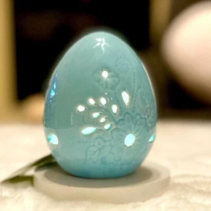 New Ceramic Easter Egg Blue LED Tabletop Tiered Tray Pastel Decor - Picture 1 of 3