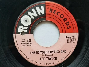 TED TAYLOR - I Need Your Love So Bad / Ollie Mae 1968 R&B SOUL 7" Ronn - Picture 1 of 2