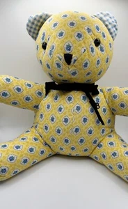 Vera Bradley Katherine Bear Retired 2004 Stuffed Teddy Bear Yellow Blue - Picture 1 of 12