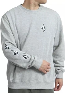 Volcom Men's Iconic Stone Crew Sweatshirt, Heather Gray, Size Small - Picture 1 of 7