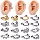 Steel Barbell CZ Hoop Earrings Ear Stud Ear Tragus Cartilage Helix Lobe Piercing
