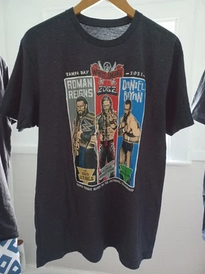 WWE WrestleMania 2021 Tampa Bay Roman Reigns Edge Daniel Bryan T-Shirt Large  - Image 1 of 4