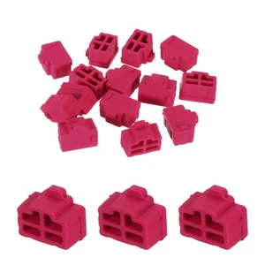 RJ45 Couvercles de Conduits de Port Bouchons Silicone pour RJ45 Extrémité Femelle, Rose Rouge 25pcs - Photo 1 sur 4