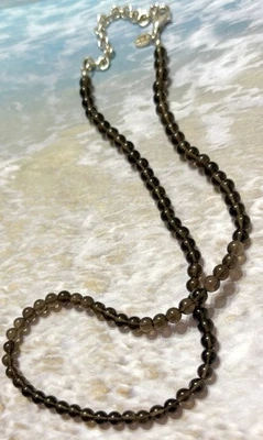 Nicky Butler NB Sterling Silver Carved SMOKY QUARTZ 925 Necklace 18-21” - Image 1 of 2