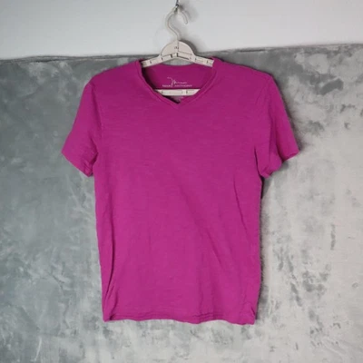 Camisa Marc Anthony Para Hombres Mediana Berry Púrpura Cuello en V Lujo Slub Camiseta Modal Informal Foto 1 de 4