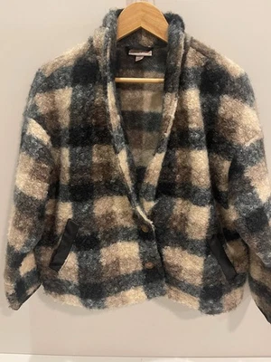 Abrigo suéter a cuadros para mujer - Knox Rose negro a cuadros talla L Foto 1 de 3