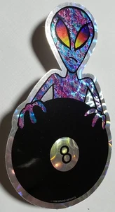 ALIEN & 8 BALL--NEW--Vintage (1998) Prismatic Vending Machine Sticker (#847) - Picture 1 of 2