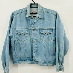 Vintage BUGLE BOY Denim Jean Jacket Adult Unisex Large Blue Lightwash 90's - Picture 1 of 14