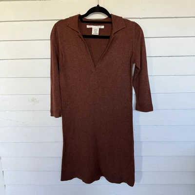 Vestido Suéter Max Studio Marrón Manga 3/4 Pequeño Foto 1 de 4
