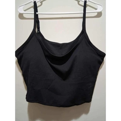 Aerie Scoop Ribbed Cropped Cami Tank Top Black XXL Plus Size Casual - Image 1 of 4