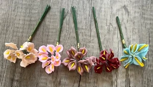 Mini Paste Clay Calla Lilies Lily Wire Stems Flowers Dollhouse Bouquet 144 pcs - Picture 1 of 14
