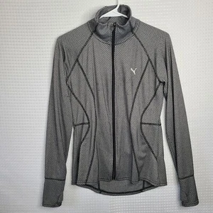 Puma Sport Lifestyle Textured Fitness Gray Jacket Pocket Womens Size Med - Picture 1 of 13