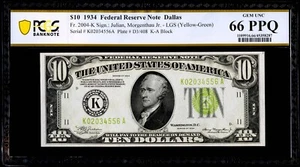 $10 1934 Federal Reserve Note Dallas "LGS" PCGS 66 PPQ - Picture 1 of 3
